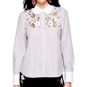 Kate spade embroidery stripe riffle top